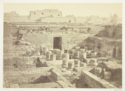 Medinet-Haboo での新しい発掘調査、1860 年、1862 年に印刷。 作： Francis Frith