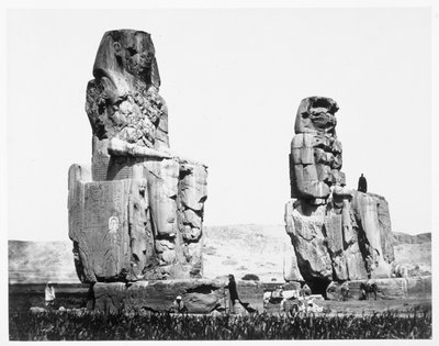 メムノンの巨像、テーベ、エジプト、1860年 作： Francis Frith