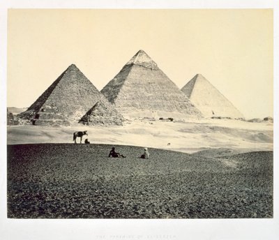 「南西から見たエル ギーゼのピラミッド」、エジプト、1858 年 作： Francis Frith