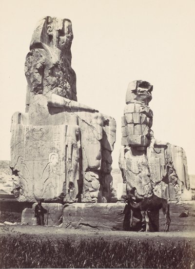 メムノンの像。 テーベの平原、1857年。 作： Francis Frith