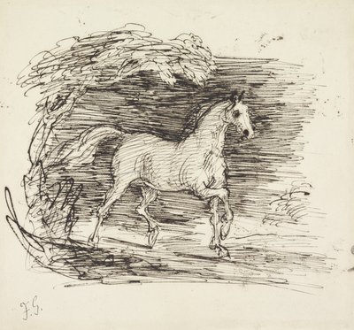 森の中を駆け巡る灰色の馬 作： Francis Grant