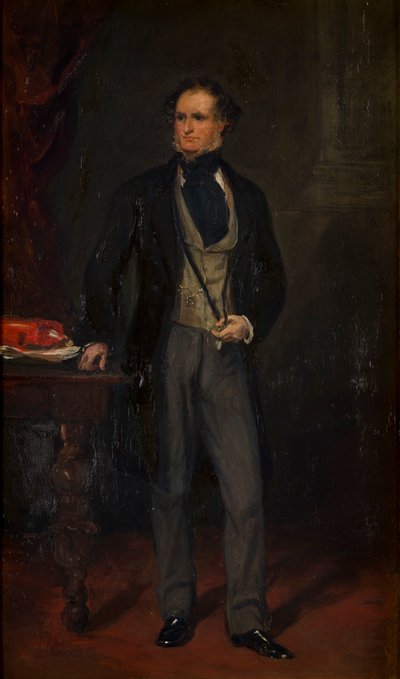 エドワード・スタンリーの肖像、第14代ダービー伯爵、1820-69年頃（キャンバスに油彩） 作： Francis Grant