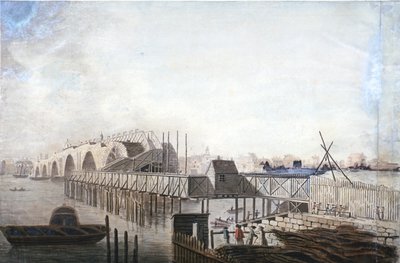 ブラックフライアーズ、ロンドン、1762 の一時的な橋の眺め 作： Francis Grose