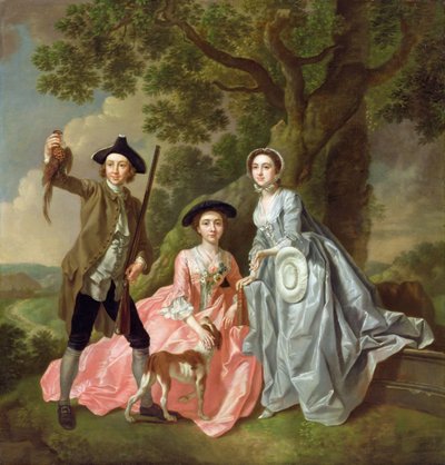 ジョージ・ロジャースと妻のマーガレット、そして彼の姉妹であるマーガレット・ロジャース、c.1748-50 作： Francis Hayman