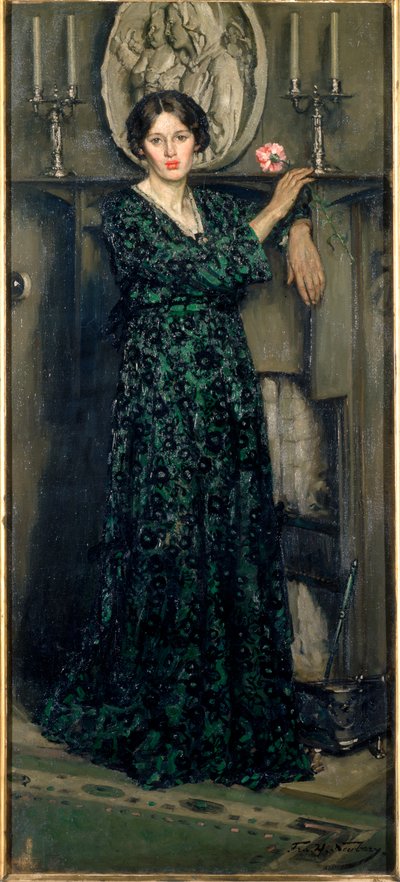 カーネーションの貴婦人、1919年頃（キャンバスに油彩） 作： Francis Henry Newbery