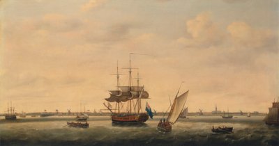ノーフォークのグレート ヤーマス沖のアンカーにあるフリゲート艦「サプライズ」 作： Francis Holman