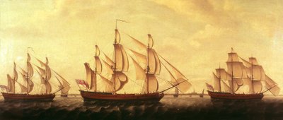 テムズ川の3つのハドソン湾の船 作： Francis Holman