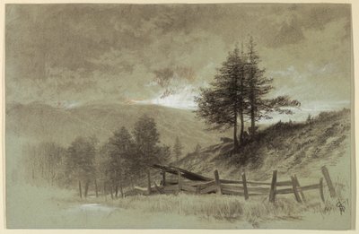 レールフェンスのあるフィールド 作： Francis Hopkinson Smith