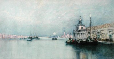 大運河の月の出」（水彩・紙） 作： Francis Hopkinson Smith