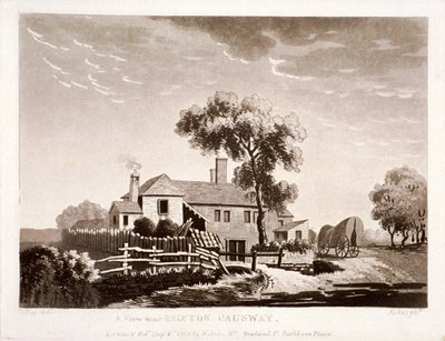 ブリクストン コーズウェイ付近の景色、ランベス、ロンドン、1785 年 作： Francis Jukes