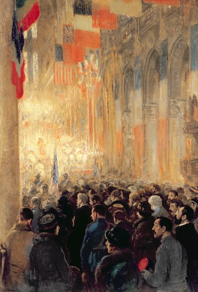 ノートルダム寺院での奉仕活動、国際大戦争後の勝利への感謝 作： Francis Luis Mora