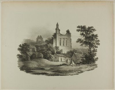バイランド修道院、ヨークシャー 作： Francis Nicholson
