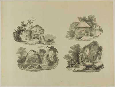 Abergele、Denbigh、Whitby、Richmond の近くの水車 作： Francis Nicholson