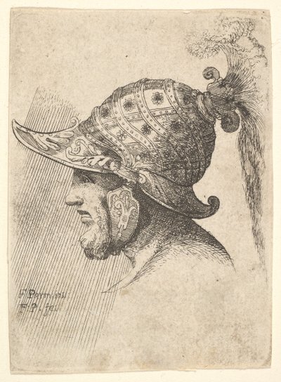 ヘルメットをかぶった頭、1662-78。 作： Francis Place
