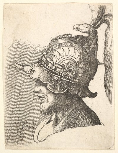 ヘルメットをかぶった頭、1662-78。 作： Francis Place