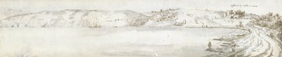 オイスターマス城、1678年頃（紙に水彩、茶インク） 作： Francis Place