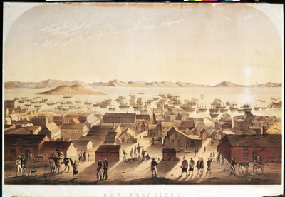 M und N Hanhartによって発行されたサンフランシスコの概要、c.1850-52 作： Francis Samuel Marryat