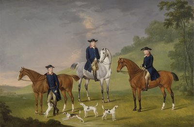 ジョン・コーベット、サー・ロバート・レイトン、ジョン・キナストンと馬と猟犬 作： Francis Sartorius