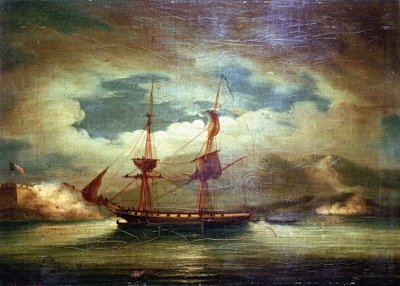フランス船 "Le Curieux"、マルティニークにて、2月3日 作： Francis Sartorius