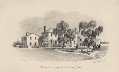 聖公会病院、PS Duval and Sonによるlitho、1856 作： Francis Schell