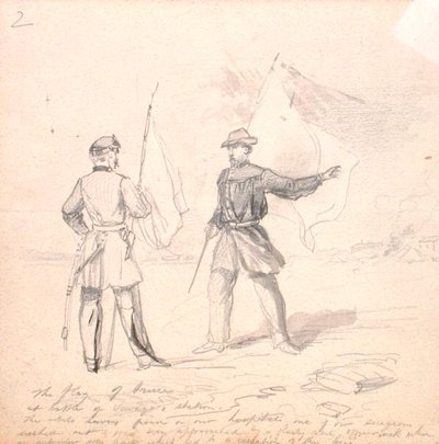 休戦の旗」1860年頃（紙に鉛筆） 作： Francis Schell