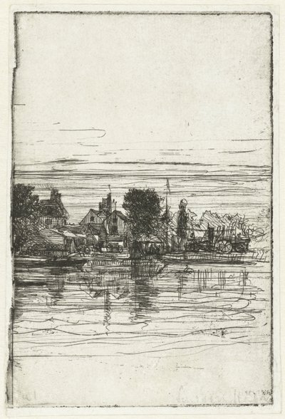 水上の村 テムズ川側 作： Francis Seymour Haden (Sir) (signed by artist)