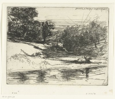 ウェールズの新しい城の風景 エムリンのニューカッスル (オブジェクトのタイトル) 作： Francis Seymour Haden (Sir) (signed by artist)