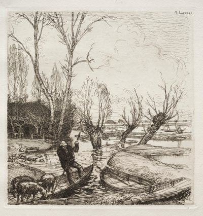 水浸しの沼地で: 羊飼いの女 作： Francis Seymour Haden