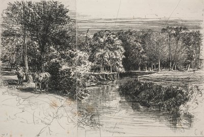 ダンドラム川と二匹のロバ 作： Francis Seymour Haden