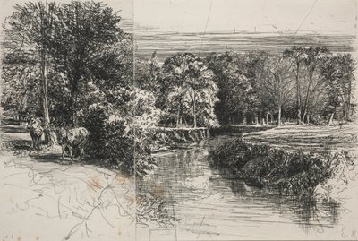 ダンドラム川と2つのロバ、1863年。 作： Francis Seymour Haden