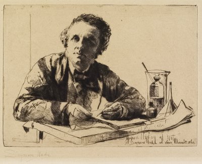 フランシス・シーモア・ヘイデンの肖像（2）（エッチング中）、1862 作： Francis Seymour Haden