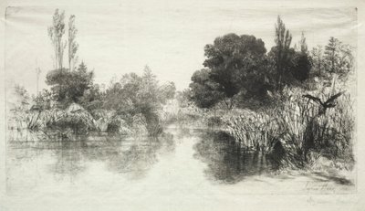 Shere Mill Pond The Larger Plate、1860。 作： Francis Seymour Haden