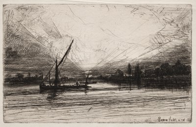 テムズ川の夕日 作： Francis Seymour Haden