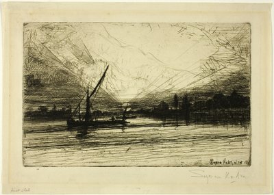 テムズ川の夕日 作： Francis Seymour Haden