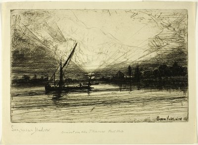 テムズ川の夕日 作： Francis Seymour Haden
