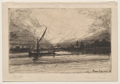 テムズ川の夕日 作： Francis Seymour Haden