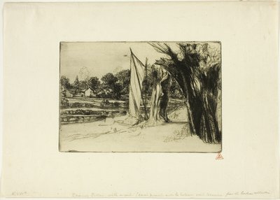 帆を持ったテムズ・ディットン 作： Francis Seymour Haden