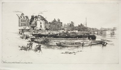 ウィスラーズハウス、オールドチェルシー、1863年。 作： Francis Seymour Haden