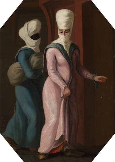 奴隷と一緒に風呂に行くトルコの女性 作： Francis Smith