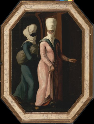 彼女の奴隷と一緒に風呂に行くトルコ人女性、1760年頃 作： Francis Smith