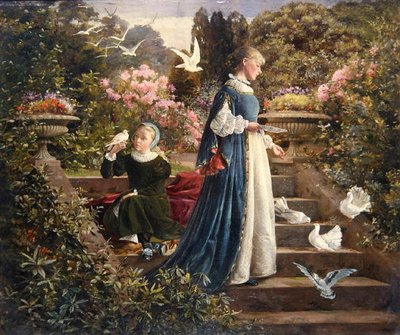 鳩の餌付け 作： Francis Sydney Muschamp