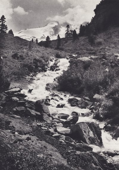 東アルプス: Wildgerlos Tal の上端から見た Reichen 山脈 (白黒写真) 作： Francis Sydney Smythe