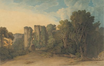 デヴォン郡のベリー ポメロイ城、1775 年から 1805 年。 作： Francis Towne