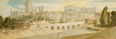 ダーラム大聖堂とウェア川からの城、1811年 作： Francis Towne