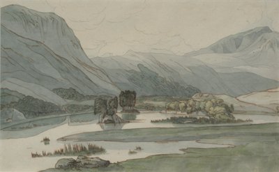 グラスミアヒルズのあるライダルウォーター、1786年（ペンとインクの鉛筆、紙にトイレ） 作： Francis Towne