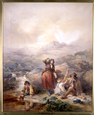 「羊飼いの食事」、1844 作： Francis William Topham