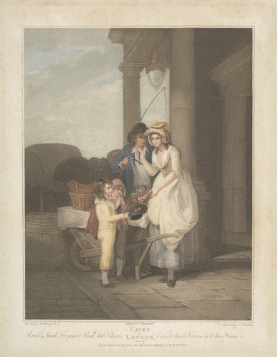 Cries of London：Round and Sound、Five Pence a Pound、Duke Cherries、engraved by Anthony Cardon（1772-1813）1795 作： Francis after Wheatley