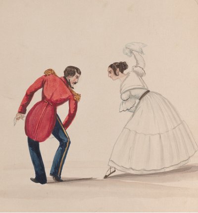 ザマクエカを踊るペルーの男女、「...を描いたデッサン群」より 1848年頃 作： Francisco