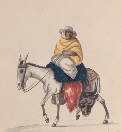 ロバに乗る肉屋（ペルーの衣装を描いたデッサン群より）1848年頃 作： Francisco
