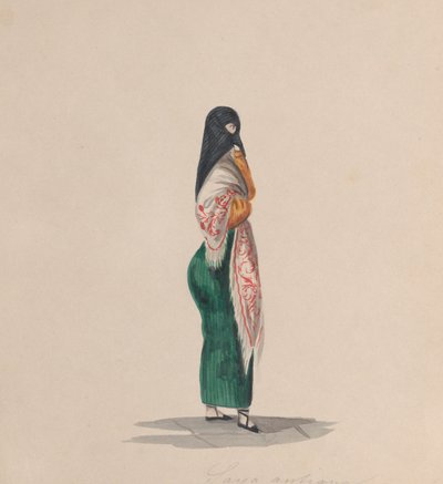 サヤを着た女性の横顔（ペルーの女性を描いた絵の中から）、約184年 作： Francisco